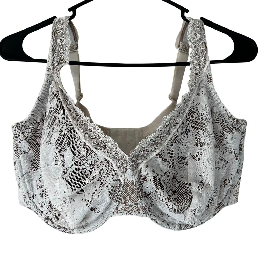 Cacique 38G Lace Underwire Bra Ivory Nude Full Coverage Support Bra plus